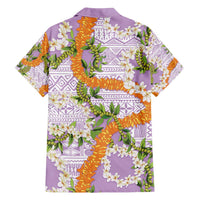 Aloha Festive Hawaii Family Matching Off Shoulder Short Dress and Hawaiian Shirt Mokihana - Maile and Ilima on Lilac LT7 - Polynesian Pride