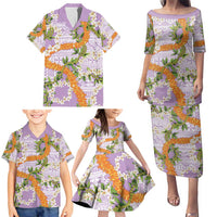 Aloha Festive Hawaii Family Matching Puletasi and Hawaiian Shirt Mokihana - Maile and Ilima on Lilac LT7 - Polynesian Pride