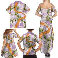 Aloha Festive Hawaii Family Matching Summer Maxi Dress and Hawaiian Shirt Mokihana - Maile and Ilima on Lilac LT7 - Polynesian Pride