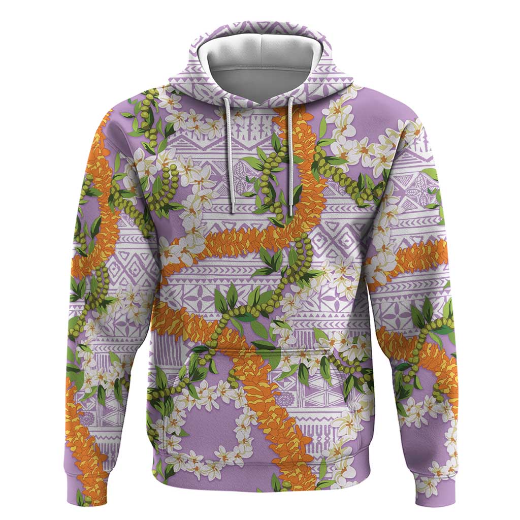 Aloha Festive Hawaii Hoodie Mokihana - Maile and Ilima on Lilac - Polynesian Pride