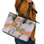 Aloha Festive Hawaii Leather Tote Bag Mokihana - Maile and Ilima on Lilac - Polynesian Pride