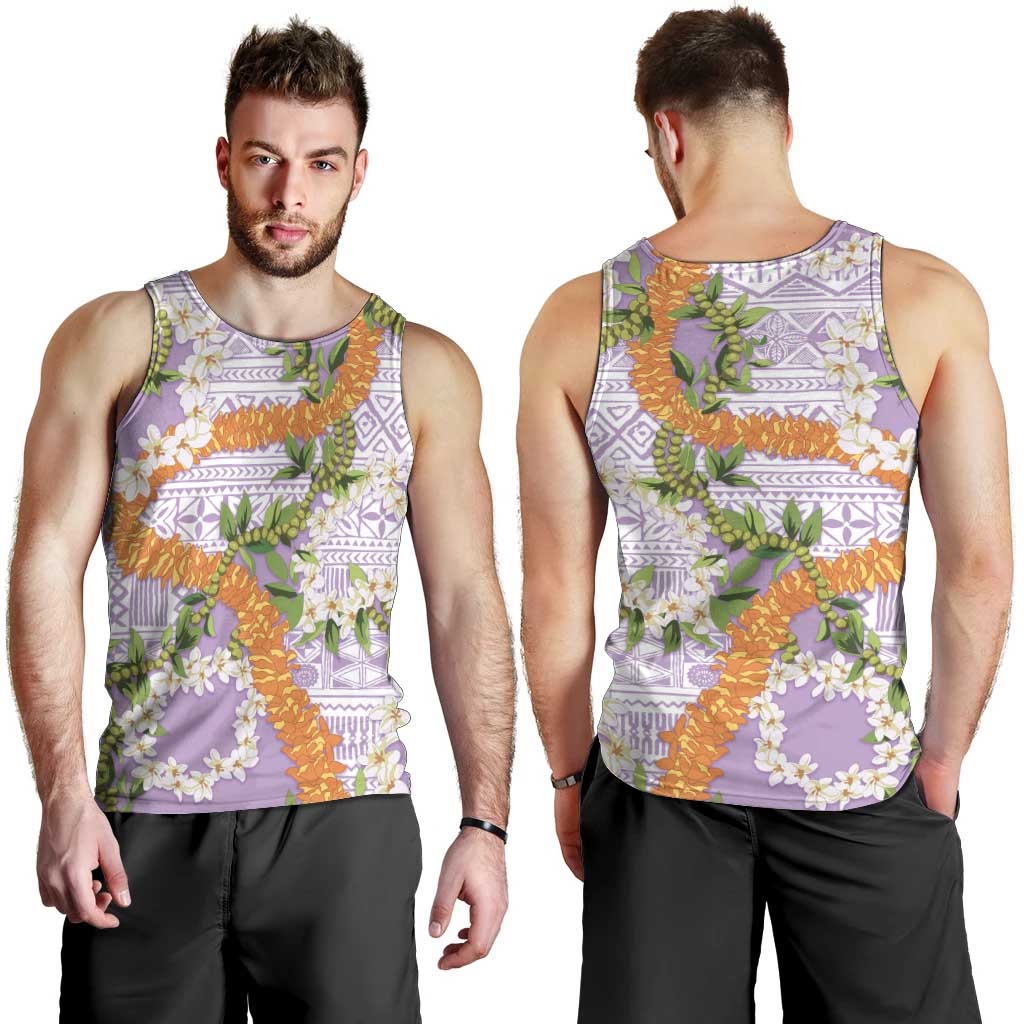 Aloha Festive Hawaii Men Tank Top Mokihana - Maile and Ilima on Lilac LT7 - Polynesian Pride