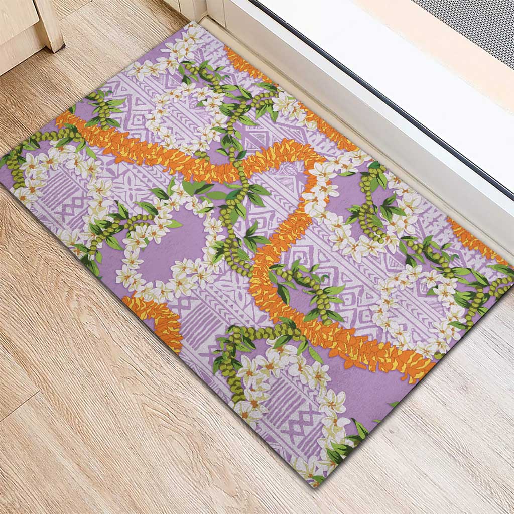 Aloha Festive Hawaii Rubber Doormat Mokihana - Maile and Ilima on Lilac LT7 - Polynesian Pride