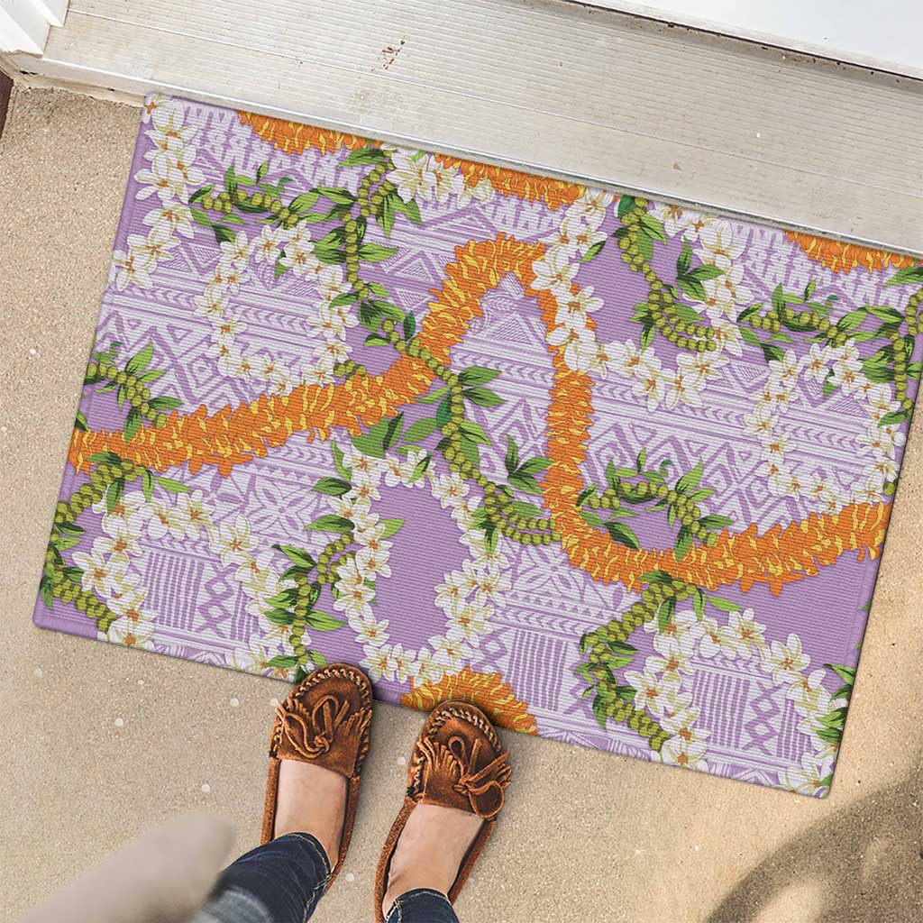 Aloha Festive Hawaii Rubber Doormat Mokihana - Maile and Ilima on Lilac LT7 - Polynesian Pride