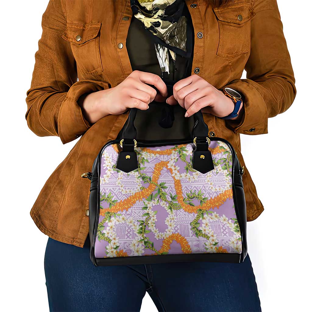 Aloha Festive Hawaii Shoulder Handbag Mokihana - Maile and Ilima on Lilac - Polynesian Pride
