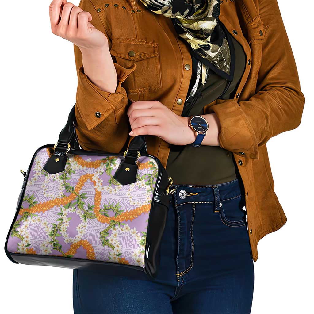 Aloha Festive Hawaii Shoulder Handbag Mokihana - Maile and Ilima on Lilac - Polynesian Pride