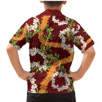 Aloha Festive Hawaii Family Matching Mermaid Dress and Hawaiian Shirt Mokihana - Maile and Ilima on Crimson LT7 - Polynesian Pride