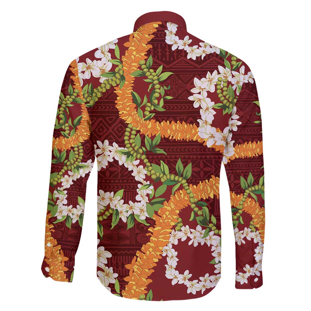 Aloha Festive Hawaii Family Matching Short Sleeve Bodycon Dress and Hawaiian Shirt Mokihana - Maile and Ilima on Crimson LT7 - Polynesian Pride