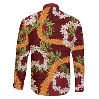 Aloha Festive Hawaii Family Matching Summer Maxi Dress and Hawaiian Shirt Mokihana - Maile and Ilima on Crimson LT7 - Polynesian Pride