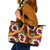 Aloha Festive Hawaii Leather Tote Bag Mokihana - Maile and Ilima on Crimson - Polynesian Pride
