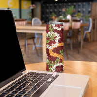 Aloha Festive Hawaii Skinny Tumbler Mokihana - Maile and Ilima on Crimson - Polynesian Pride