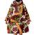 Aloha Festive Hawaii Wearable Blanket Hoodie Mokihana - Maile and Ilima on Crimson - Polynesian Pride