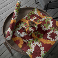 Aloha Festive Hawaii Wrapping Paper Mokihana - Maile and Ilima on Crimson