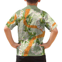 Aloha Festive Hawaii Family Matching Off Shoulder Maxi Dress and Hawaiian Shirt Mokihana - Maile Leis in Muted Summer LT7 - Polynesian Pride