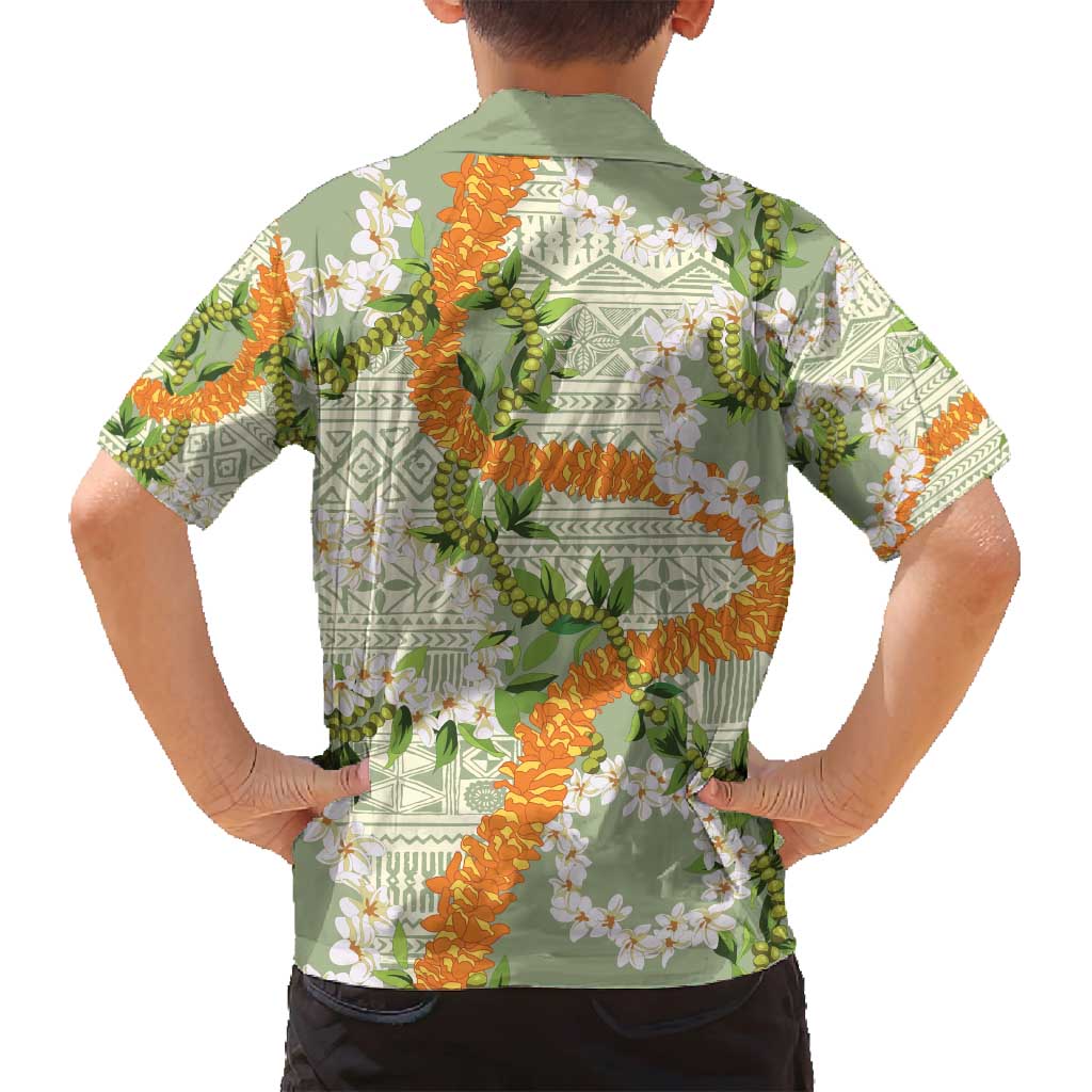 Aloha Festive Hawaii Family Matching Summer Maxi Dress and Hawaiian Shirt Mokihana - Maile Leis in Muted Summer LT7 - Polynesian Pride
