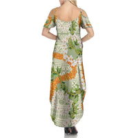 Aloha Festive Hawaii Family Matching Summer Maxi Dress and Hawaiian Shirt Mokihana - Maile Leis in Muted Summer LT7 - Polynesian Pride