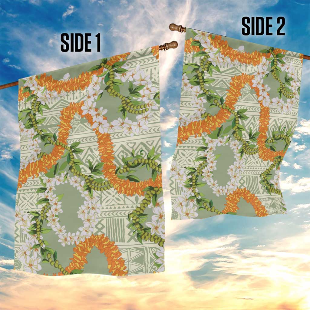 Aloha Festive Hawaii Garden Flag Mokihana - Maile Leis in Muted Summer LT7 - Polynesian Pride