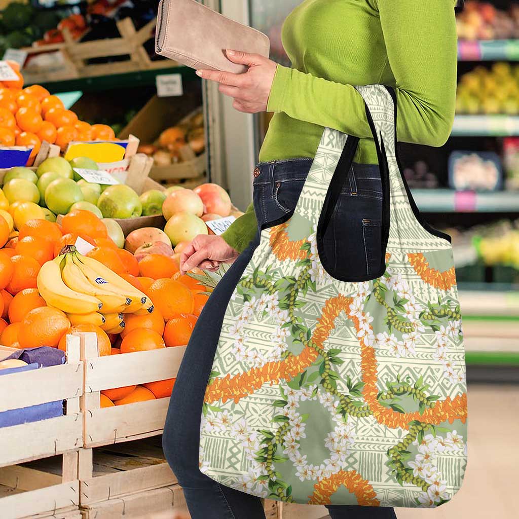 Aloha Festive Hawaii Grocery Bag Mokihana - Maile Leis in Muted Summer - Polynesian Pride