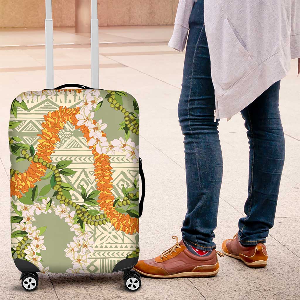 Aloha Festive Hawaii Luggage Cover Mokihana - Maile Leis in Muted Summer - Polynesian Pride