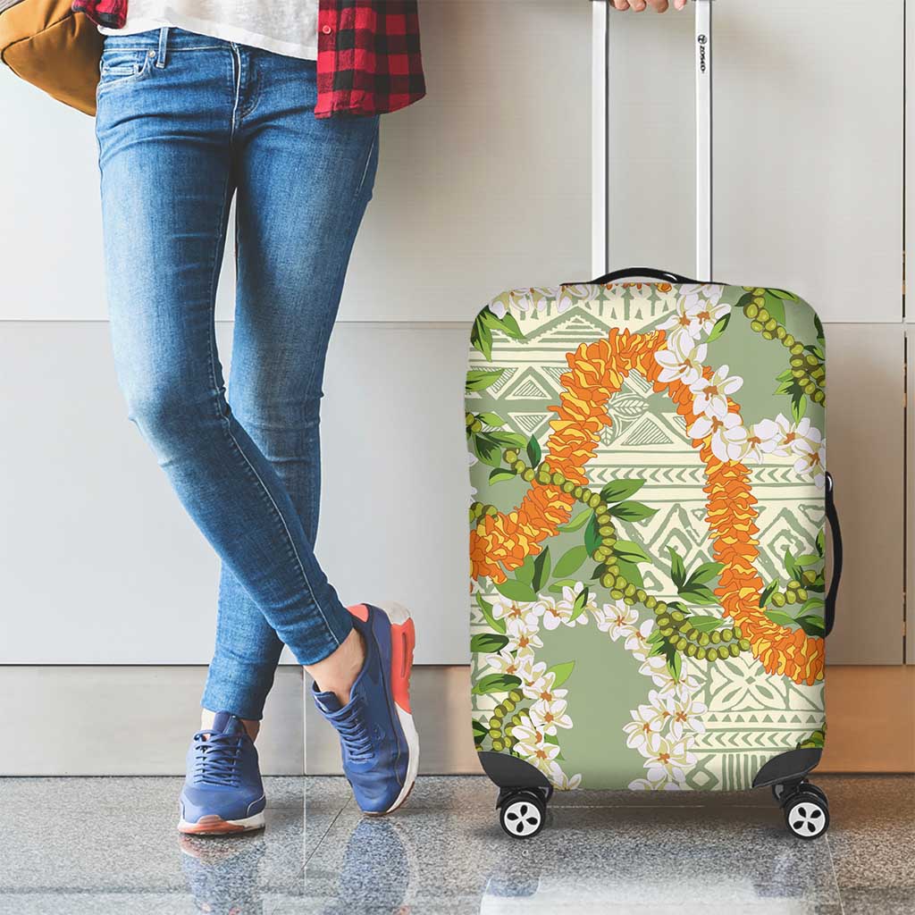 Aloha Festive Hawaii Luggage Cover Mokihana - Maile Leis in Muted Summer - Polynesian Pride