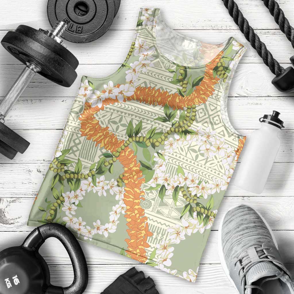 Aloha Festive Hawaii Men Tank Top Mokihana - Maile Leis in Muted Summer LT7 - Polynesian Pride