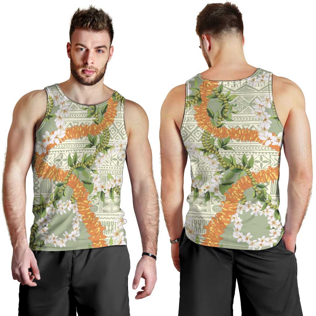 Aloha Festive Hawaii Men Tank Top Mokihana - Maile Leis in Muted Summer LT7 - Polynesian Pride