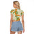 Aloha Festive Hawaii Raglan Cropped T Shirt Mokihana - Maile Leis in Muted Summer - Polynesian Pride