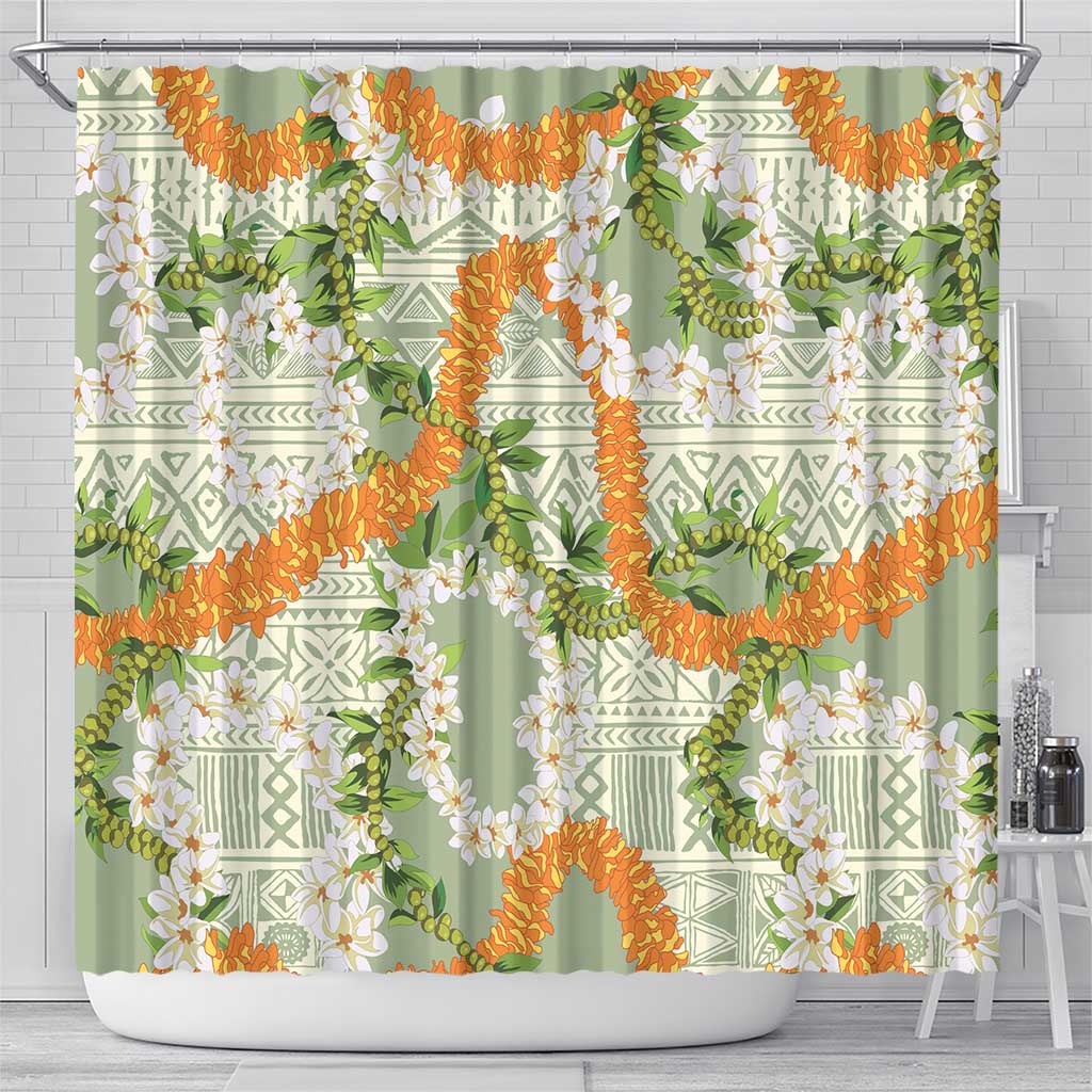 Aloha Festive Hawaii Shower Curtain Mokihana - Maile Leis in Muted Summer LT7 - Polynesian Pride