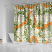 Aloha Festive Hawaii Shower Curtain Mokihana - Maile Leis in Muted Summer LT7 - Polynesian Pride