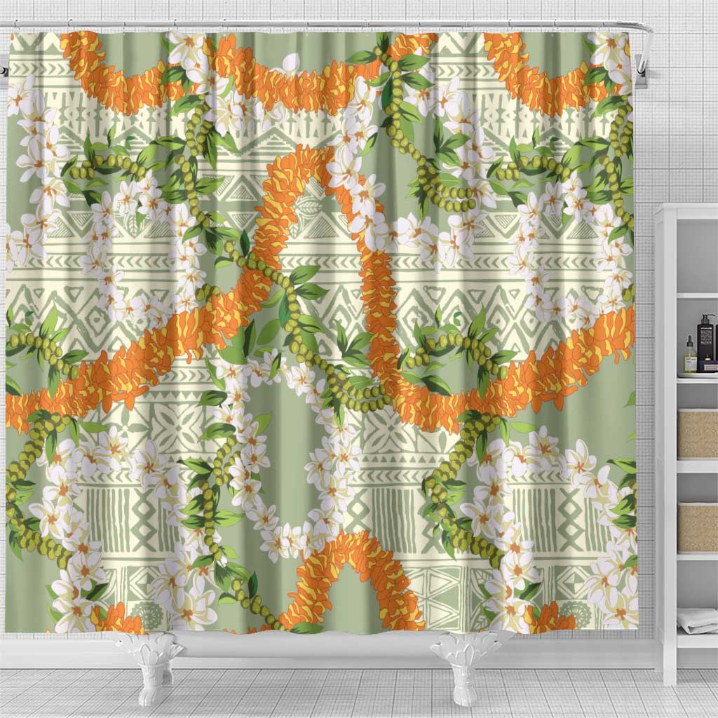 Aloha Festive Hawaii Shower Curtain Mokihana - Maile Leis in Muted Summer LT7 - Polynesian Pride