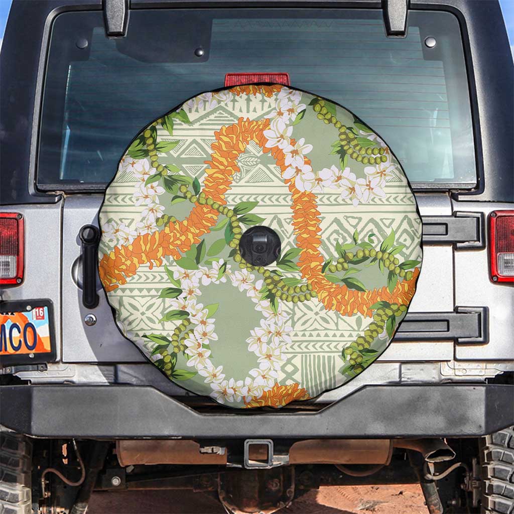 Aloha Festive Hawaii Spare Tire Cover Mokihana - Maile Leis in Muted Summer - Polynesian Pride