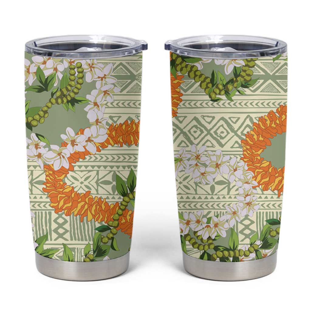 Aloha Festive Hawaii Tumbler Cup Mokihana - Maile Leis in Muted Summer LT7 Sage Green - Polynesian Pride