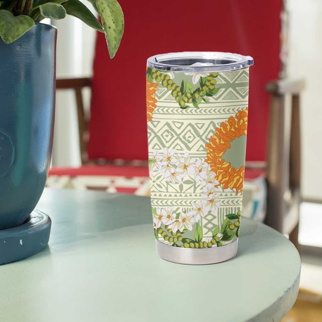 Aloha Festive Hawaii Tumbler Cup Mokihana - Maile Leis in Muted Summer LT7 - Polynesian Pride