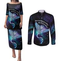 Polynesian Tala Manta Ray Couples Matching Puletasi and Long Sleeve Button Shirt Nowhere You Could Go That I Won't Be With You - Polynesian Pride