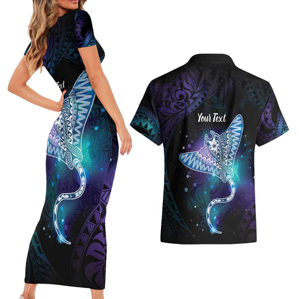 Polynesian Tala Manta Ray Couples Matching Short Sleeve Bodycon Dress and Hawaiian Shirt Nowhere You Could Go That I Won't Be With You LT7 - Polynesian Pride