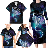 Polynesian Tala Manta Ray Family Matching Long Sleeve Bodycon Dress and Hawaiian Shirt Nowhere You Could Go That I Won't Be With You LT7 - Polynesian Pride