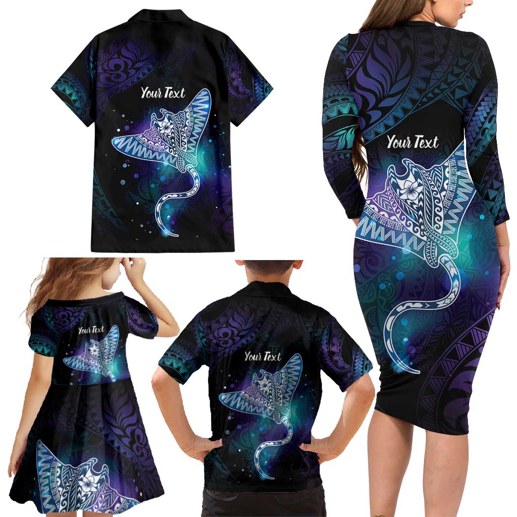 Polynesian Tala Manta Ray Family Matching Long Sleeve Bodycon Dress and Hawaiian Shirt Nowhere You Could Go That I Won't Be With You LT7 - Polynesian Pride