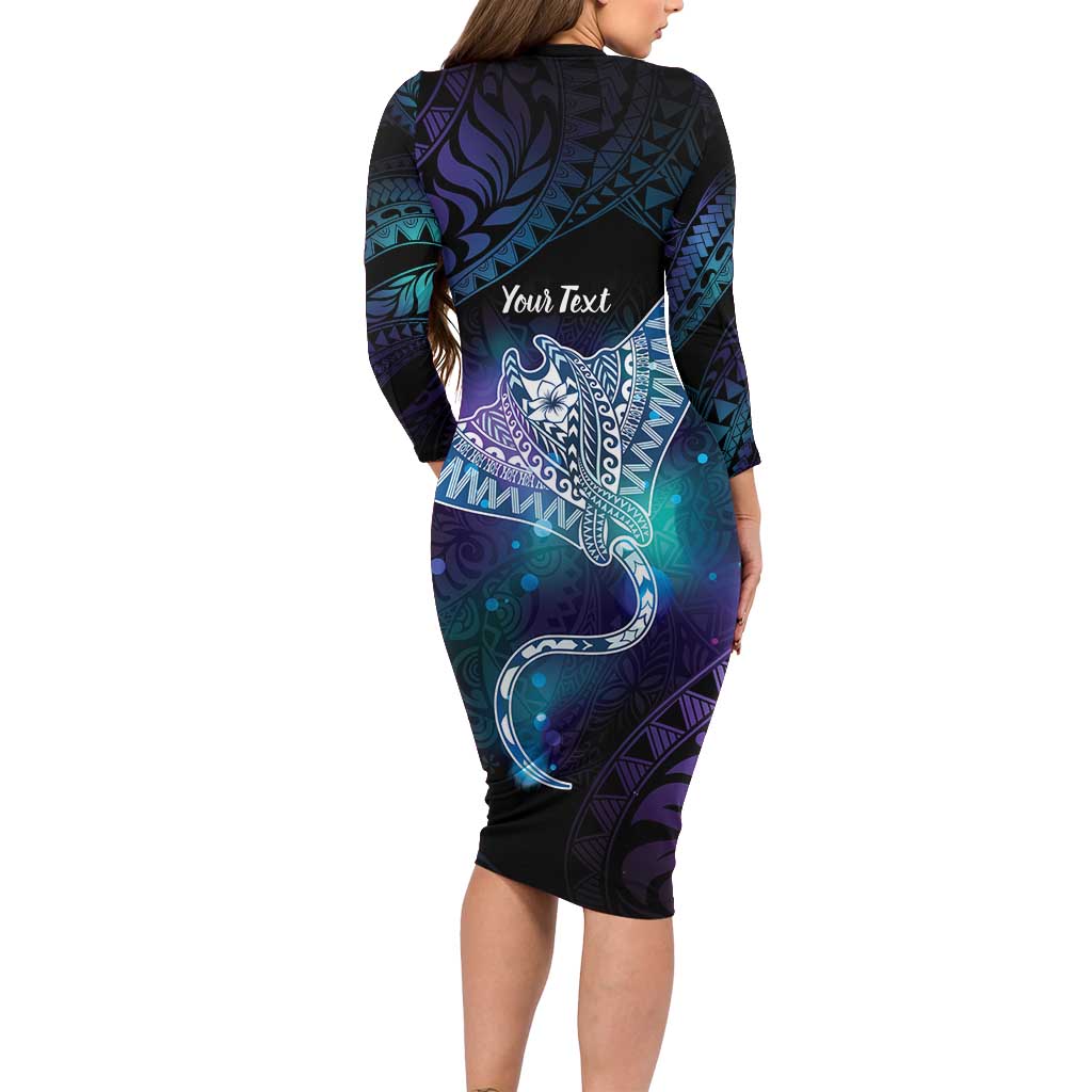 Polynesian Tala Manta Ray Family Matching Long Sleeve Bodycon Dress and Hawaiian Shirt Nowhere You Could Go That I Won't Be With You LT7 - Polynesian Pride