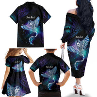 Polynesian Tala Manta Ray Family Matching Off The Shoulder Long Sleeve Dress and Hawaiian Shirt Nowhere You Could Go That I Won't Be With You LT7 - Polynesian Pride