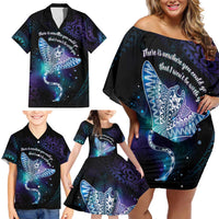 Polynesian Tala Manta Ray Family Matching Off Shoulder Short Dress and Hawaiian Shirt Nowhere You Could Go That I Won't Be With You LT7 - Polynesian Pride