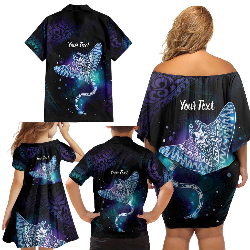 Polynesian Tala Manta Ray Family Matching Off Shoulder Short Dress and Hawaiian Shirt Nowhere You Could Go That I Won't Be With You LT7 - Polynesian Pride