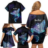 Polynesian Tala Manta Ray Family Matching Off Shoulder Short Dress and Hawaiian Shirt Nowhere You Could Go That I Won't Be With You LT7 - Polynesian Pride