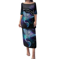 Polynesian Tala Manta Ray Family Matching Puletasi and Hawaiian Shirt Nowhere You Could Go That I Won't Be With You LT7 Mom's Dress Purple Teal - Polynesian Pride