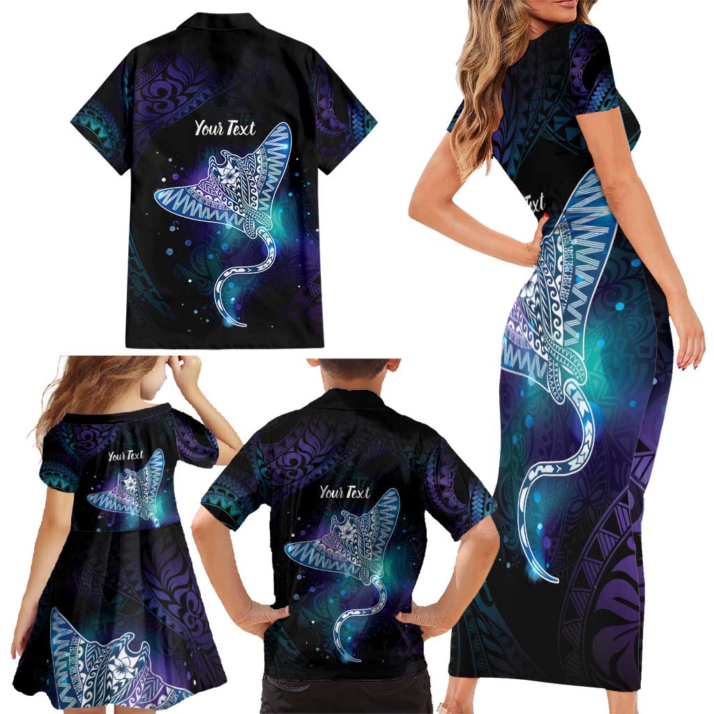 Polynesian Tala Manta Ray Family Matching Short Sleeve Bodycon Dress and Hawaiian Shirt Nowhere You Could Go That I Won't Be With You LT7 - Polynesian Pride