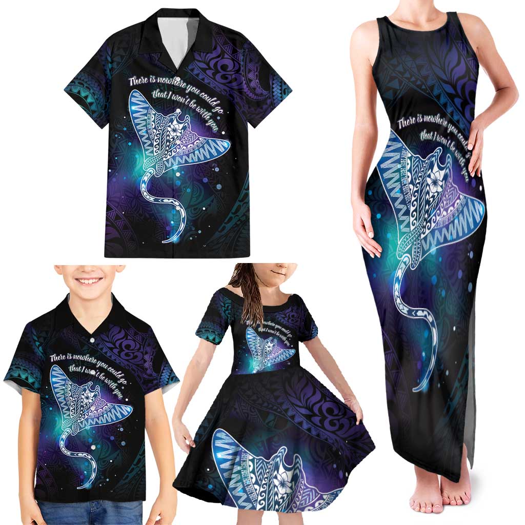 Polynesian Tala Manta Ray Family Matching Tank Maxi Dress and Hawaiian Shirt Nowhere You Could Go That I Won't Be With You LT7 - Polynesian Pride