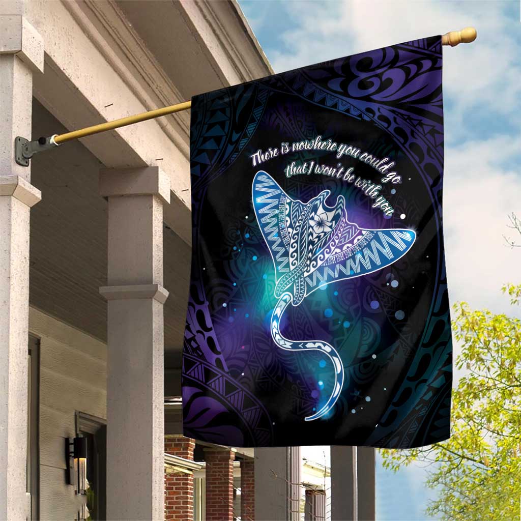 Polynesian Tala Manta Ray Garden Flag Nowhere You Could Go That I Won't Be With You LT7 House Flag Purple Teal - Polynesian Pride