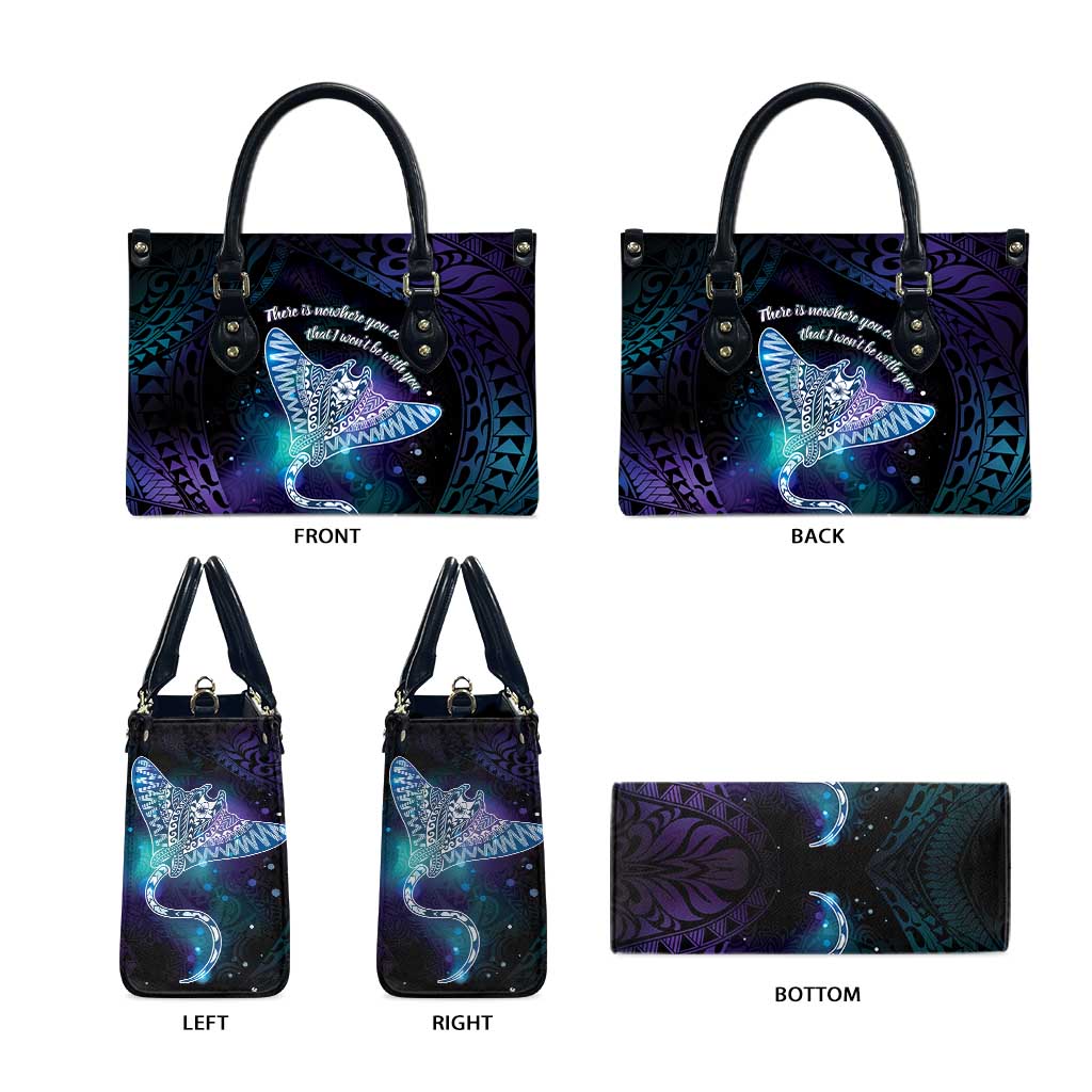 Polynesian Tala Manta Ray Leather Bag Nowhere You Could Go That I Won't Be With You - Polynesian Pride