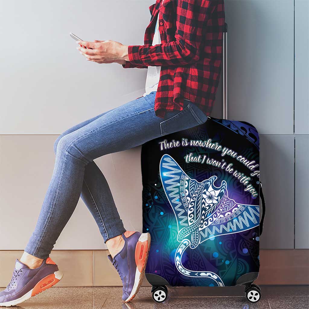 Polynesian Tala Manta Ray Luggage Cover Nowhere You Could Go That I Won't Be With You - Polynesian Pride