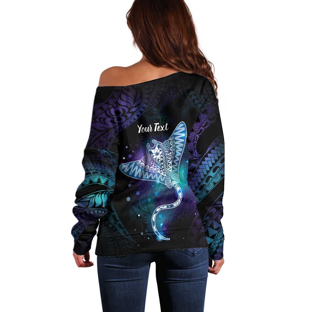 Polynesian Tala Manta Ray Off Shoulder Sweater Nowhere You Could Go That I Won't Be With You LT7 - Polynesian Pride