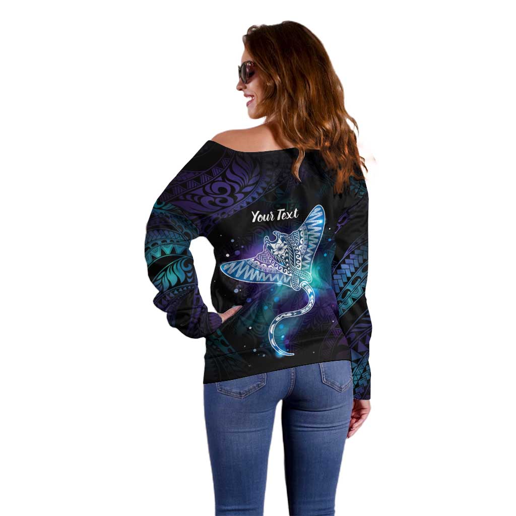 Polynesian Tala Manta Ray Off Shoulder Sweater Nowhere You Could Go That I Won't Be With You LT7 - Polynesian Pride